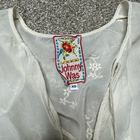 Johnny Was Cream Embroidered Tunic Size XS - Picture 3 of 4